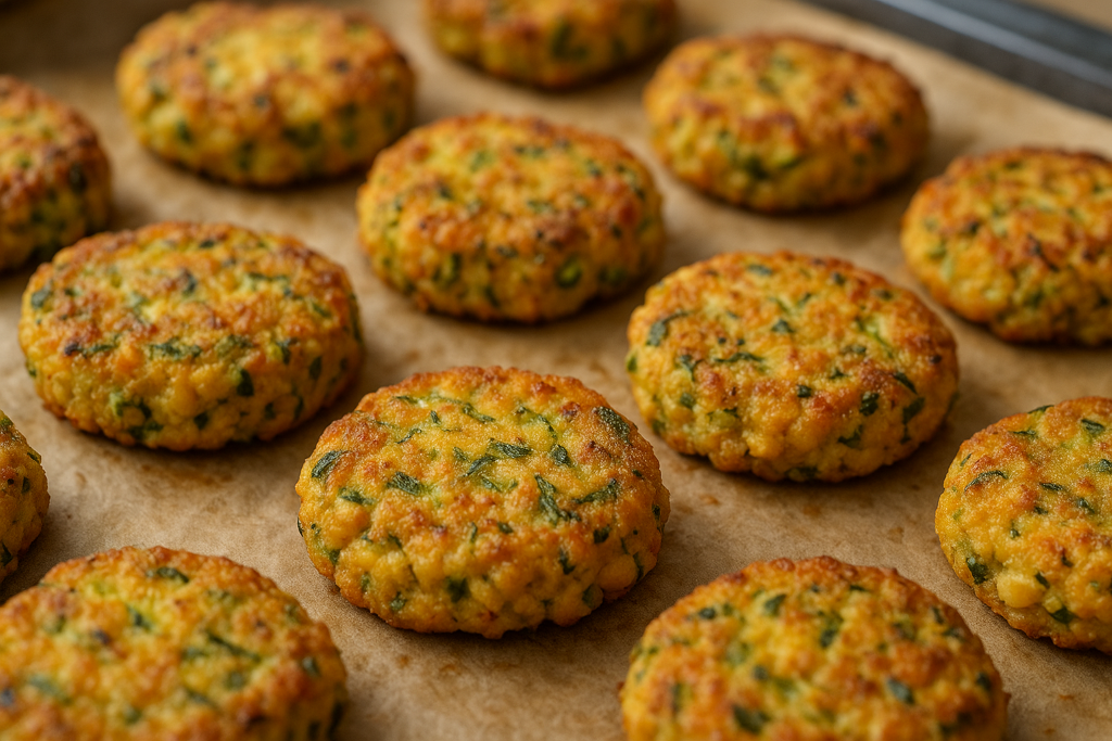 Polpette di ceci e zucchine al forno con cuore filante
